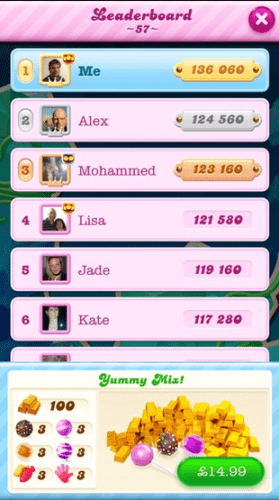 Soda Saga Leaderboard 279x500 Learning From Games Candy Crush and Soda Saga